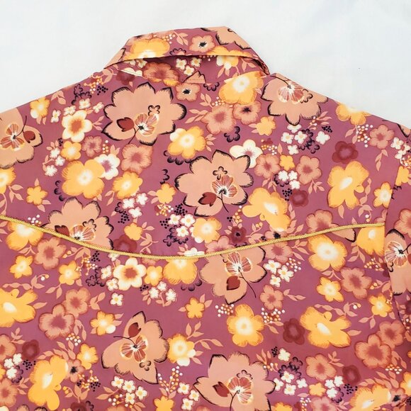 Tem Tex Vintage Mens Western 1970s Shirt Pearl Snap Cowboy Rodeo Groovy Floral - Picture 7 of 11